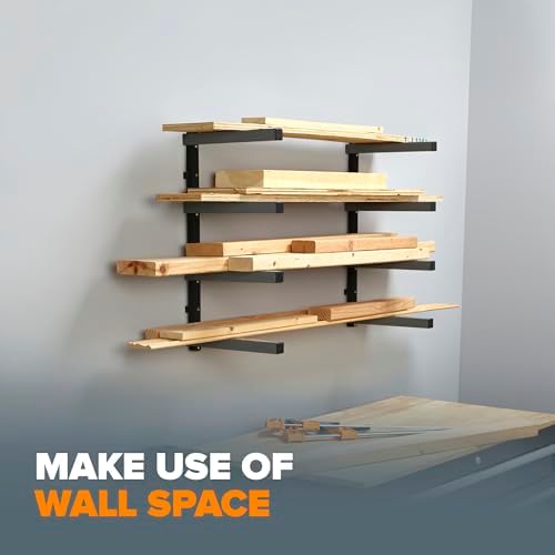 BORA 4-Level Lumber Storage Rack Wall Mount Wood Rack For Garage Organizer