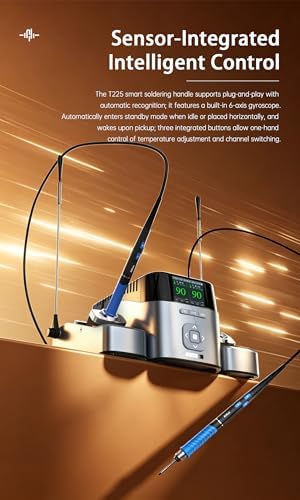 AiXun T420D 200W Dual Channel Smart Soldering Station, 2-in-1 Soldering Iron Kit with 2x T225 Handles & 6x Soldering K-Tips (C030, C080, C150)