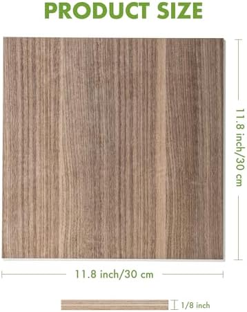 ROBOTIME 6Pcs 3mm Walnut Plywood for Laser Cutting, 1/8 Plywood Crafting Wood 12"x12", Engraving and DIY Projects, Thin Walnut Boards for Wood Project and Engraving