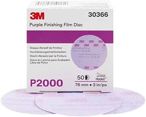 3M 30366-50PK Hookit 3" Purple Finishing Film Disc, (Pack of 50)