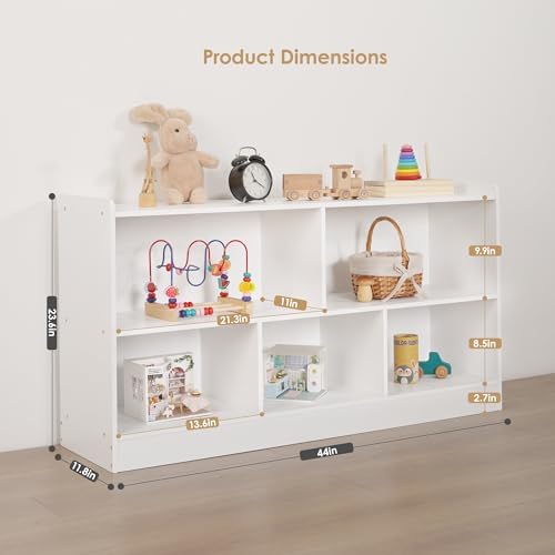 Leeshyah White Montessori Toy Shelf for Kids, 5-Section Storage Organizer
