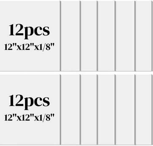 Geelin 12 Pcs 12 x 12 Inches Double-Sided Colored Plywood Sheets 1/8 Thin Craft Wood for Laser Cutting Engraving DIY Crafts Architectural Models Making (White)