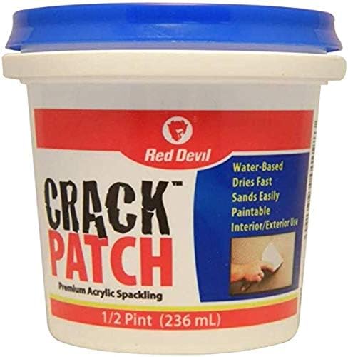 Red Devil 0802 Crack Patch Premium Acrylic Spackling, 1/2 Pint, Pack of 12, White