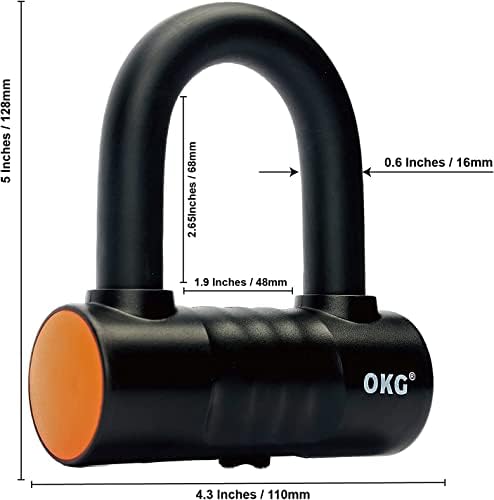 OKG Ultra Security Motorcycle Chain Lock - 4 Keys, 13lbs, 5 ft x 1/2 in (12mm) Thick Noose Security Chain Combo 11/16" (18mm) Small U Lock for Motorcycles, Mopeds, E-Bikes, Trailers, ATVs, etc.