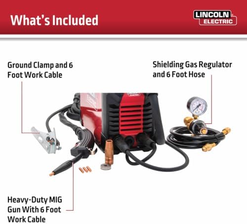 Lincoln Electric 90i MIG and Flux Core Wire Feed Weld-PAK Welder, 120V Welding Machine, Portable w/Shoulder Strap, Protective Metal Case, Best for Small Jobs, K5256-1