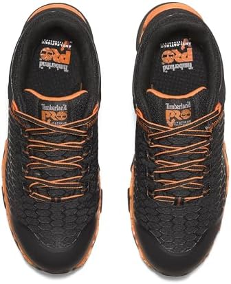 Timberland PRO Men's Powertrain Sport Alloy Safety Toe Industrial Athletic Work Shoe, Black/Orange-2024 New, 10