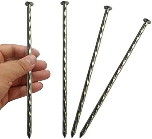 50 Pack 8" Galvanized Non-Rust Spiral Metal Garden Stakes, Landscape Spikes