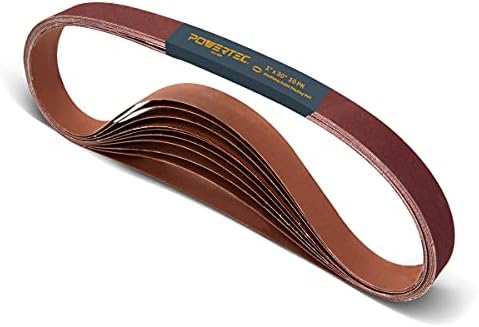 POWERTEC 1x30 Sanding Belts, 10PK, 320 Grit Aluminum Oxide 1 x 30 inch Sanding Belts for Belt Grinder, Belt and Disc Sander, Knife Sharpening, Woodworking, Metalworking (111360)