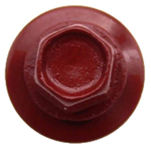 Metal Roofing Screws: (2000) 10 x 1-1/2" Dark Red Hex Head Sheet Metal Roof Screw. Self Starting Metal to Wood siding Screws. EPDM Washer. Colored Head