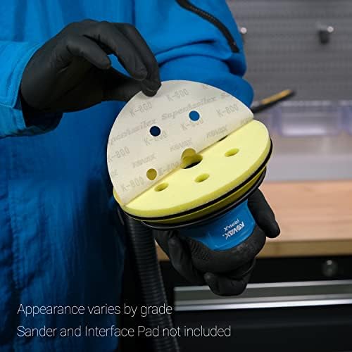 Super Assilex Flexible 6 inch Sanding Discs, Lemon K-800, 7 Holes, Hook & Loop, 193-1539, 25 Discs