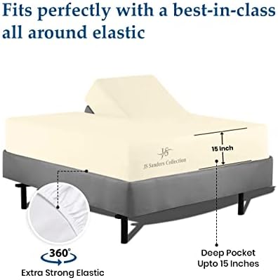 JS Sanders Collection Split Head Sheet Set King Size,Ivory