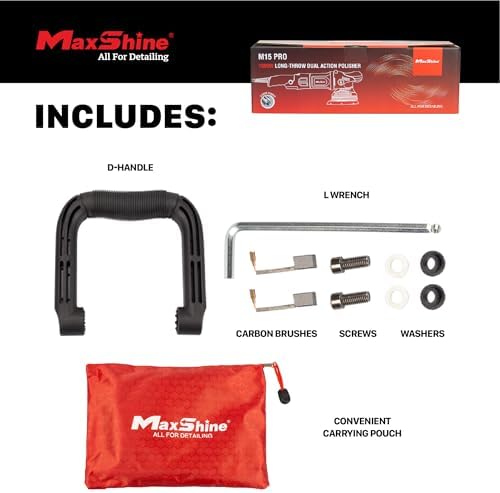 Maxshine M15 Pro Dual Action Polisher – 15mm Long Throw Random Orbital Buffer, 1000W Detailing Machine with 5″ Backing Plate –Variable Speed 2,500–5,000 OPM for Car, Truck, SUV & Boat Paint Correction