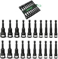Magnetic Nut Driver Set, 20-Piece Metric & SAE 1/4" Hex Shank, Drill Socket Set, Impact Driver Bit Sets, Magnetic Bit Holder with Aluminum Alloy Snap Clip, 65mm Long Hex Bits, Quick Change Tool