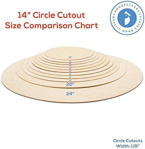 Wood Circles 14 inch, 1/8 Inch Thick, Birch Plywood Discs, Pack of 1 Unfinished Wood Circles for Crafts, Wood Rounds by Woodpeckers