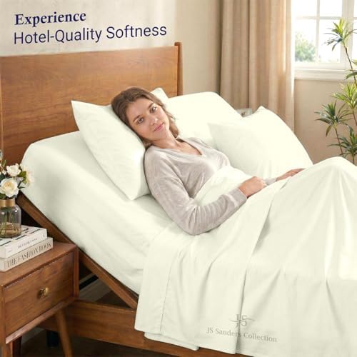 JS Sanders Collection Split Head Sheet Set 4PC King Size, Ivory