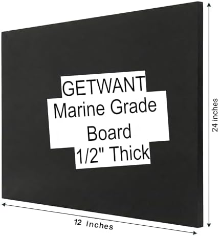 Black HDPE Sheet 12x24 Inch 1/2 Inch Thick, 12mm Marine Board HDPE Plastic Board, Thick Heavy Duty Black Panel for Marine, Boat, Workbench, Industrial & Outdoor Projects