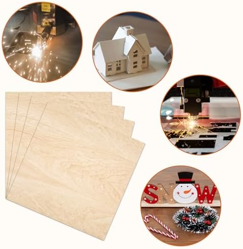 42 Pack Basswood Sheets 12"x12"x1/8" for Crafts,Unfinished Wood,3mm Basswood Craft Wood Board Perfect for DIY Ornaments and Models Drawing Painting Engraving Burning and Laser Scroll Sawing.