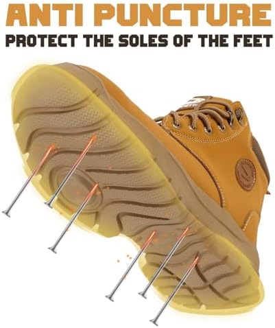 Steel Toe Work Boots for Men Women Lightweight Comfortable Waterproof Composite Toe Boots Slip Resistant Indestructible Wide Safety Shoes
