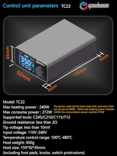 TC22 soldering station compatible with 115/210/245/T12 soldering tip color curve display soldering rework station (TC22, SDC02 245210KIT)