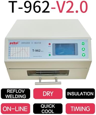 T962 Reflow Oven,110v 800w Reflow Soldering Station, Intelligent Infrared IC Heater,Welding area 7.08×9.25in for Pcb Chip Aluminum Substrate Lamp Bead