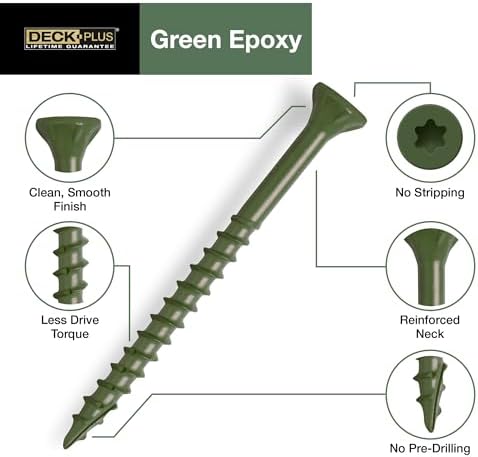 Deck Plus Deck Screws, #8 x 1-5/8in, 735 Pack, Green