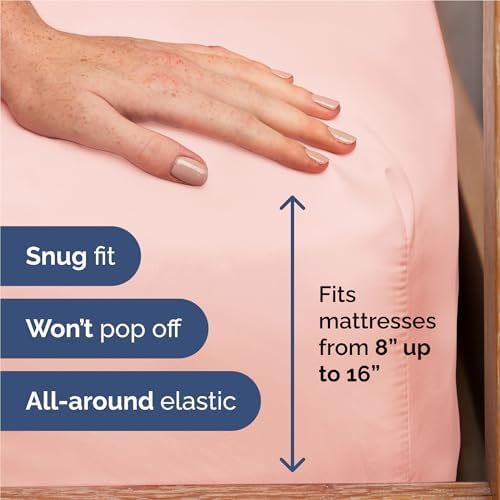 Full Size 4 Piece Sheet Set - Comfy Breathable & Cooling Sheets - Baby Pink