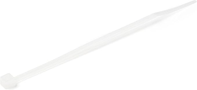StarTech 4"(10cm) Cable Ties, 94V-2/UL Listed, White, TAA (CBMZT4NK) | 1/16"(2mm) wide, 7/8"(22mm) Bundle Diameter, 1000 Pack, 18lb(8kg) Tensile Strength, Nylon Self Locking Zip, Curved Tip