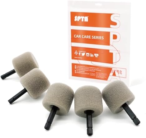 SPTA Gray Light Cut & Fnish Pad, 5Pcs Cylinder Flexible Shaft Mini Polishing Pad Set Perfectly Tailored for Small Area, Polishing Door Handle Recesses, Radiator Grilles, Rims, and Interiors -PT110-5