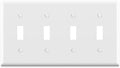 ELEGRP Toggle Light Switch Wall Plate, 4-Gang Standard Size Switch Covers, Unbreakable Polycarbonate Replacement Faceplates Covers, UL Listed, Color-matched Screws Included (1 Pack, Glossy White)