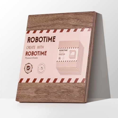 ROBOTIME 6-Pack Laser Wood Sheets | 1/8" & 12 x 12" Basswood + Walnut + Birch - 3mm Plywood for Laser Cutting, Engraving & Pyrography