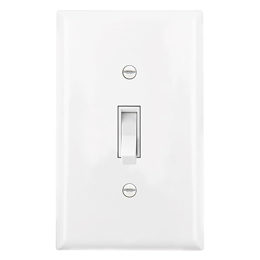 Baomain 10-Pack 15 Amp Toggle Light Switch with Wall Plate, 3-Way, Residential/Commercial Grade, On/Off Switch, Glossy White, UL Certified