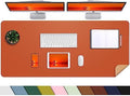 AFIING Desk Mat 47.2" x 17", Leather Desk Pad Protector with Natural Cork & PU Leather, Non-Slip Office Desk Mat, Double-Sided Mouse Pad, Waterproof Large Desk Pad for Office and Home (Orange)
