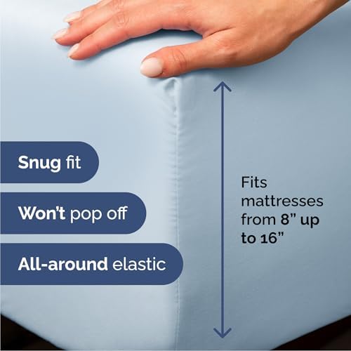 Cal King Size 4 Piece Sheet Set - Breathable & Cooling Sheets - Sky Blue