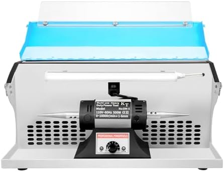 Jewelry Bench Polisher with Light, 500W 110V 1/2 HP Benchtop Polishing Buffing Machine Adjustable Variable Speed Polishing Buffing Machine Buffer Grinder Dust Collector for Polishing Aluminum Chrome
