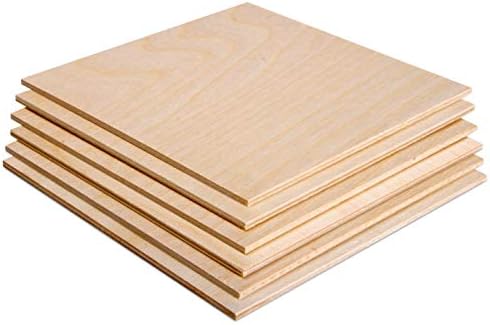 3MM 1/8" x 12" x 12" Baltic Birch Plywood – B/BB Grade (6pk) Perfect for Arts and Crafts, School Projects and DIY Projects, Drawing, Painting, Wood Engraving, Wood Burning and Laser Projects