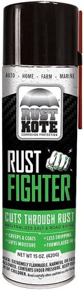 RustKote - Rust Fighter Aerosol, 15oz, Corrosion Protection, Salt Neutralizer, Lifts Moisture, Creeps & Coats While Protecting Metal. Rust Inhibitor Spray for use on Cars, Machinery, Equipment, Steel