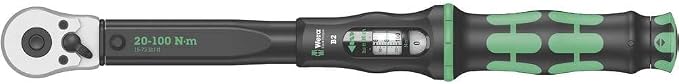 Wera - 5075611001 "Click-Torque B 2 torque wrench with reversible ratchet, 3/8"" x 20-100 Nm", black/green