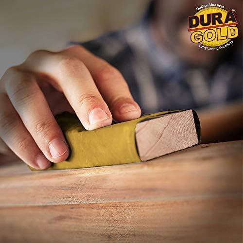 Dura-Gold Premium 1/4 Sheet Gold Sandpaper Sheets, 320 Grit (Box of 400)