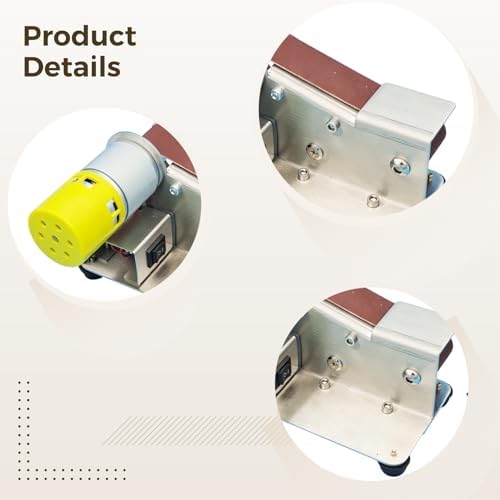 Mini Electric Belt Sander Grinder Set with Polishing and Grinding Wheels, 110/220V Bench Belt Sander, 10 Sanding Belts and Polishing Disc, Ideal for Knife Sharpening and Woodworking