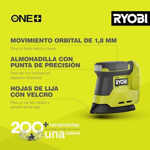 RYOBI ONE+ RPS18-0 Cordless Triangular Sander 18V – Retail Insole, Dust Collector, Compact and Handy, Ideal Finishes, Angles – Battery Not Included