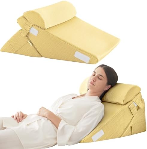Bedluxe Wedge Pillow Set for After Surgery, Orthopedic Bed Wedge Yellow