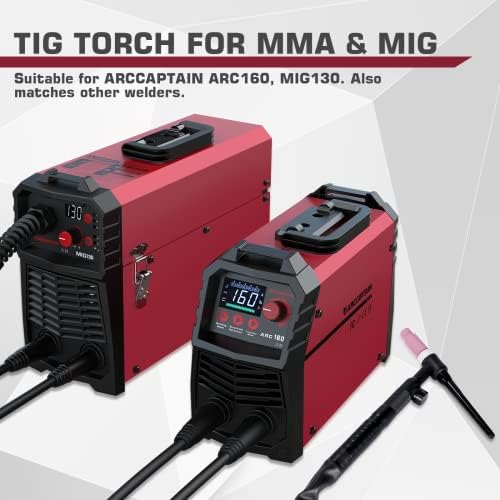 ARCCAPTAIN TIG Welding Gun, WP-17V Argon TIG Torch with 13 FT Red Air Hose