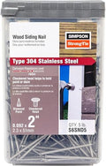 Simpson Strong-Tie S6SND5 Ring-Shank Wood Siding Nail, 2 Inch x 0.092 Inch, 13 Gauge, Full Round Head, Diamond Point, Type 304 Stainless Steel (Pack of 1225)