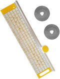 45mm Rotary Cutter and 24" L x 6" W Ruler Combo with Gridlines | Ideal Fabric Cutter for Quilting and Sewing Crafts | Comes with Two Replacement Blades
