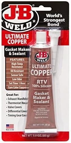 J-B Weld 32325 Ultimate Copper High Temperature RTV Silicone Gasket Maker and Sealant - 3 oz. - Copper