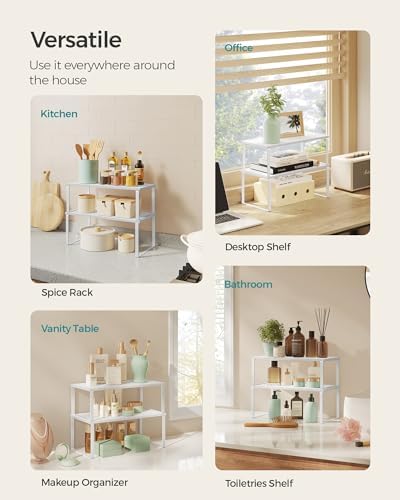 SONGMICS Cabinet Organizer Shelf, Set of 2 Spice Rack, Kitchen Storage