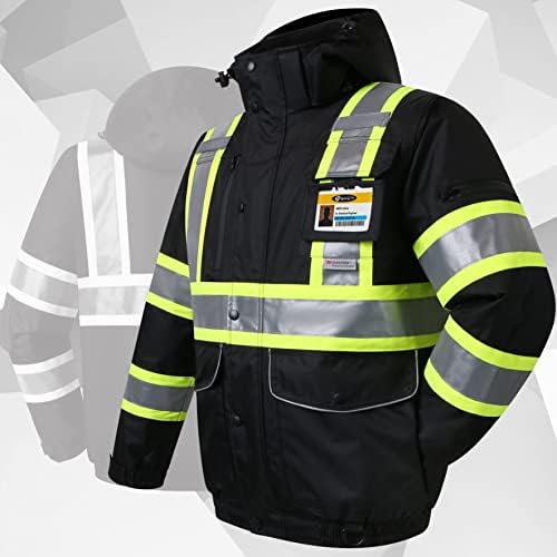 JKSafety Safety Jakcet for Men Women 3M Reflective Tape JK118 Black 4XL