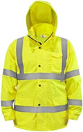 JORESTECH Hi-Visibility Waterproof Rain Jacket with Mesh Lining, ANSI/ISEA 107-2015 Class 3 Type R, Lightweight Wind-Resistant Safety Jacket