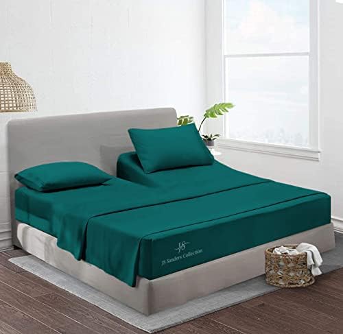 JS Sanders Collection Split Head Sheet Set King Size,Teal