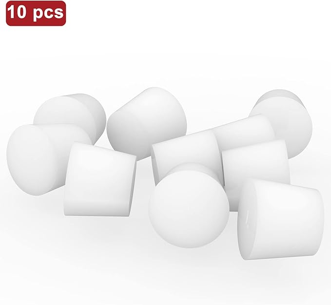 stonylab Silicon Rubber Stopper, White Tapered Lab Seal Silicon Stoppers Rubber Plugs (10-Pack, 7#)